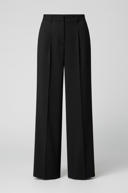 Pantalon Fluide Noir Ample Chic Élégant Large Droit - Viscose - vue 3