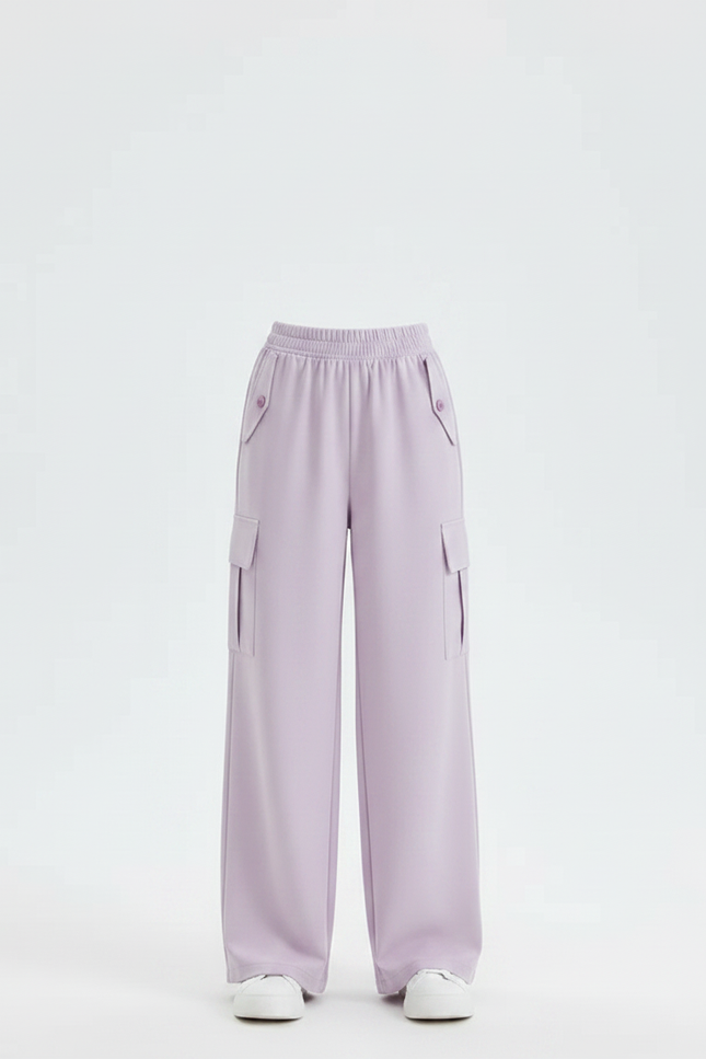Pantalon Fluide Violet Cargo Ample Fille Décontracté - Polyester - vue 3