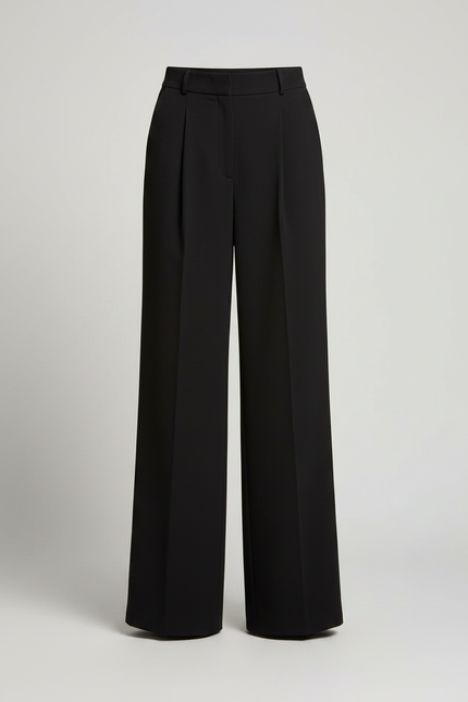Pantalon Fluide Crêpe Noir - Polyester - vue 3
