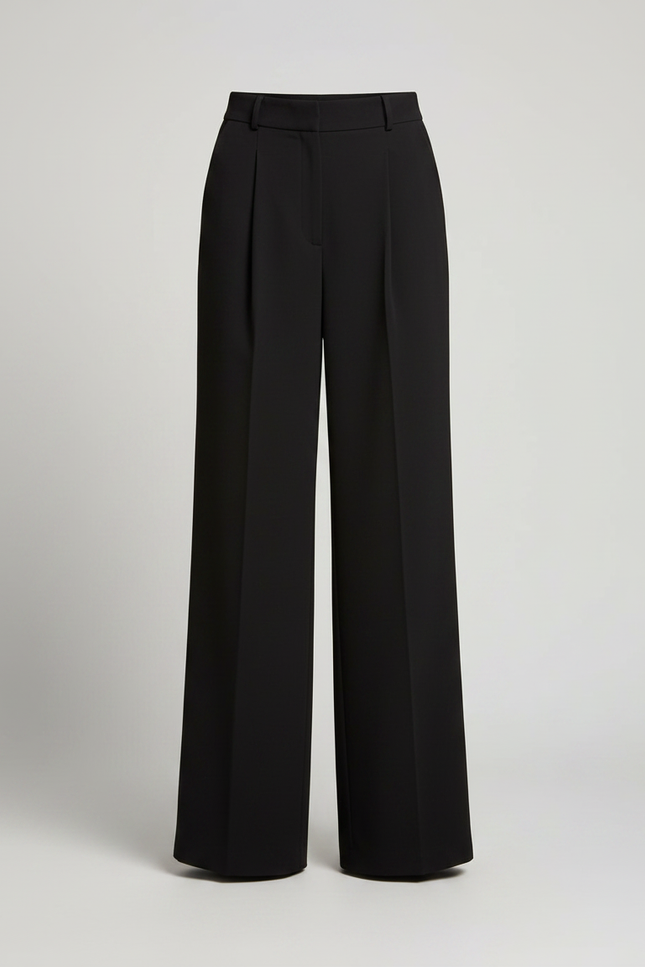 Pantalon Fluide Crêpe Noir - Polyester - vue 3