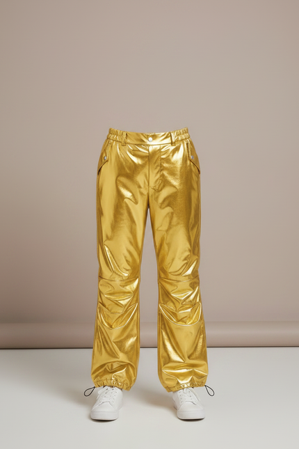 Pantalon Fluide Cargo Métallisé Doré Brillant Enfants - Polyester - vue 3
