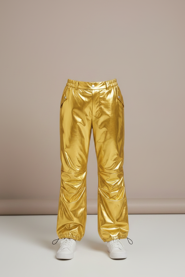 Pantalon Fluide Cargo Métallisé Doré Brillant Enfants - Polyester - vue 3