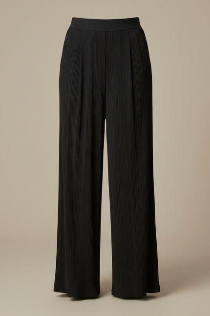 Pantalon Fluide Noir Plissé Ample Confortable Chic - Polyester - vue 3