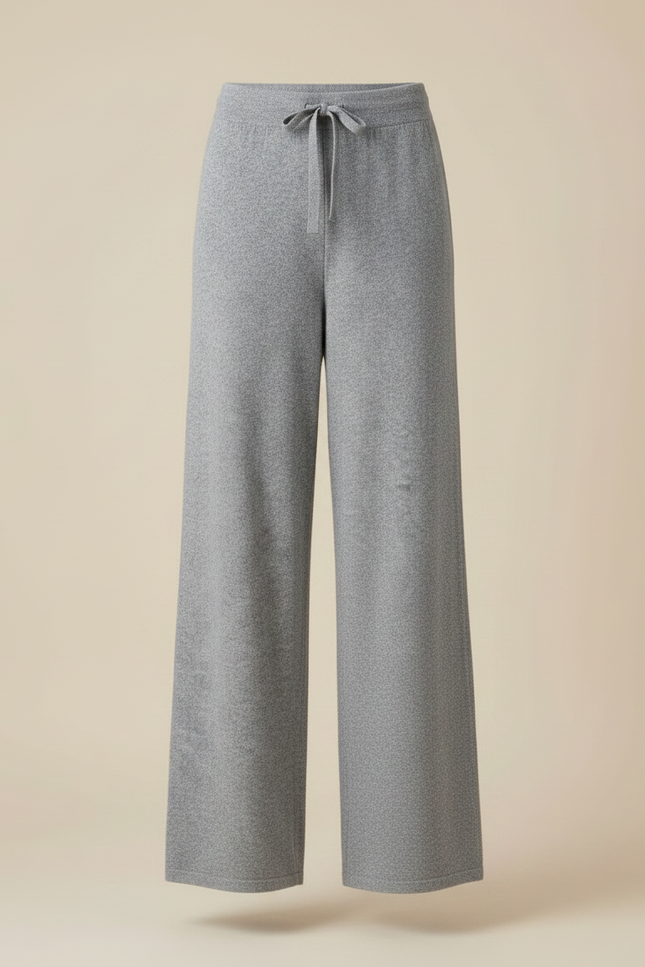 Pantalon Fluide Gris Maille Ample Cordon Décontracté Femme - vue 3