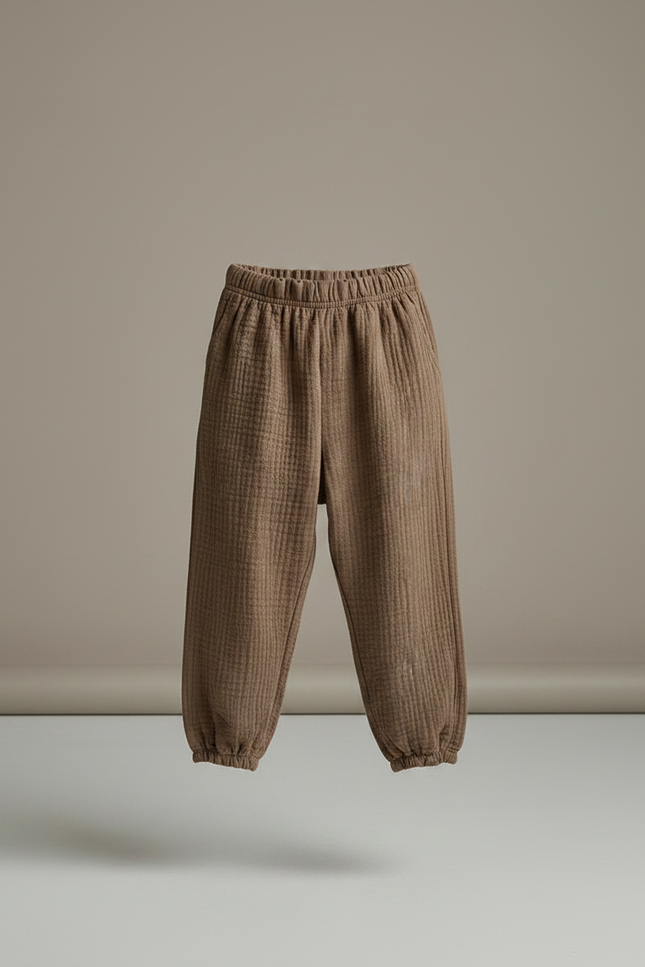 Pantalon Fluide Marron Ample Coton Enfant - vue 3