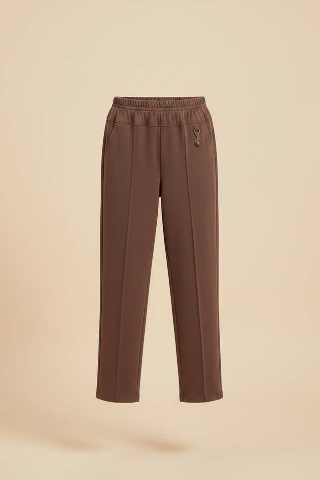 Pantalon Fluide Marron Droit Élastique Confortable Fille - Molleton - vue 3