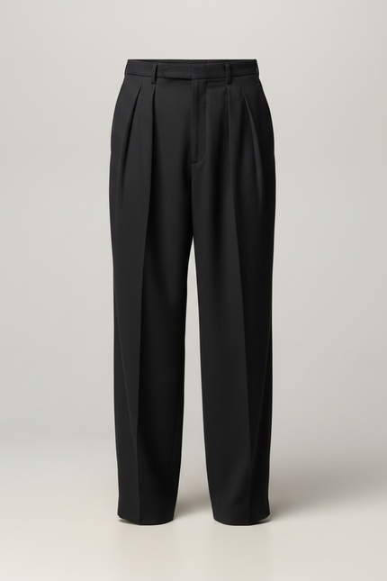 Pantalon Fluide Homme Noir Plissé Ample Décontracté - Gabardine - vue 3