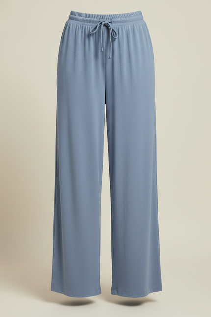 Pantalon Fluide Bleu Cordon Ample Doux Confortable Femme - Viscose - vue 3