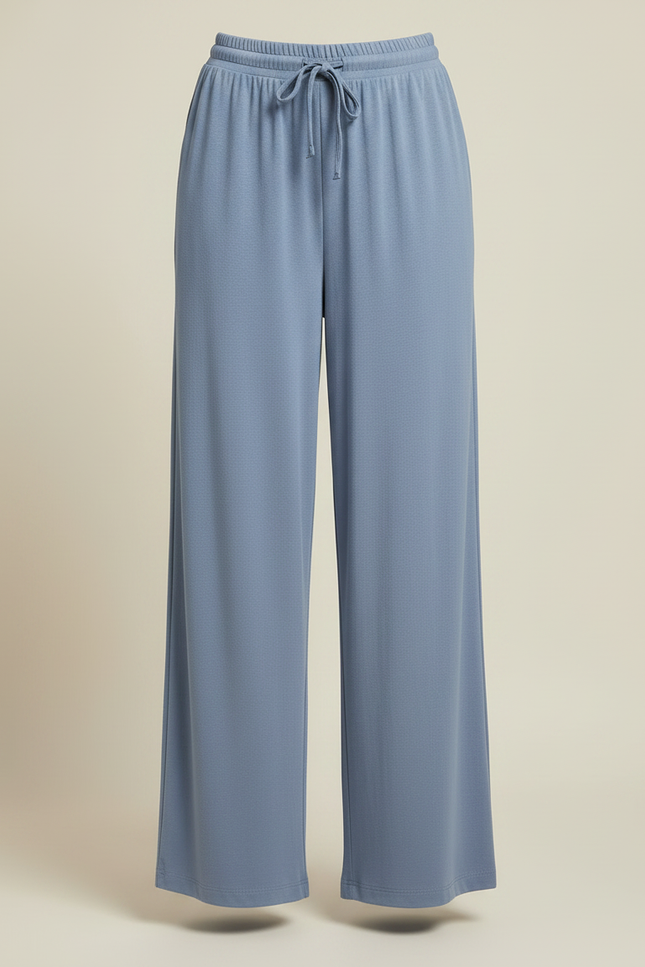 Pantalon Fluide Bleu Cordon Ample Doux Confortable Femme - Viscose - vue 3