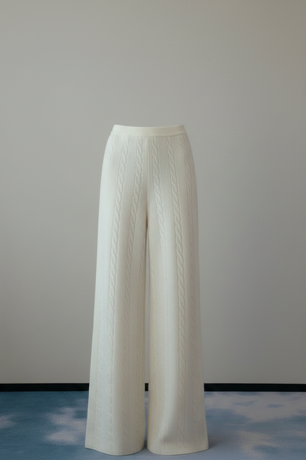 Pantalon Fluide Blanc Cassé - Maille - vue 3