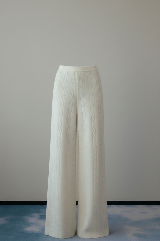 Pantalon Fluide Blanc Cassé - Maille - vue 3