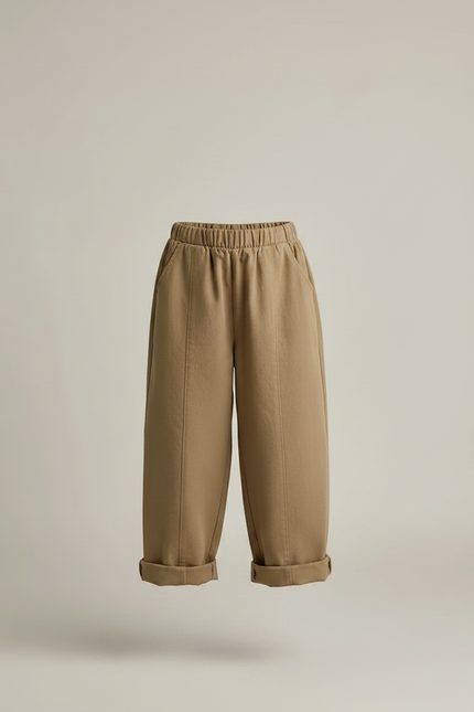 Pantalon Fluide Kaki Ample Coton Taille Élastique - Molleton - vue 3
