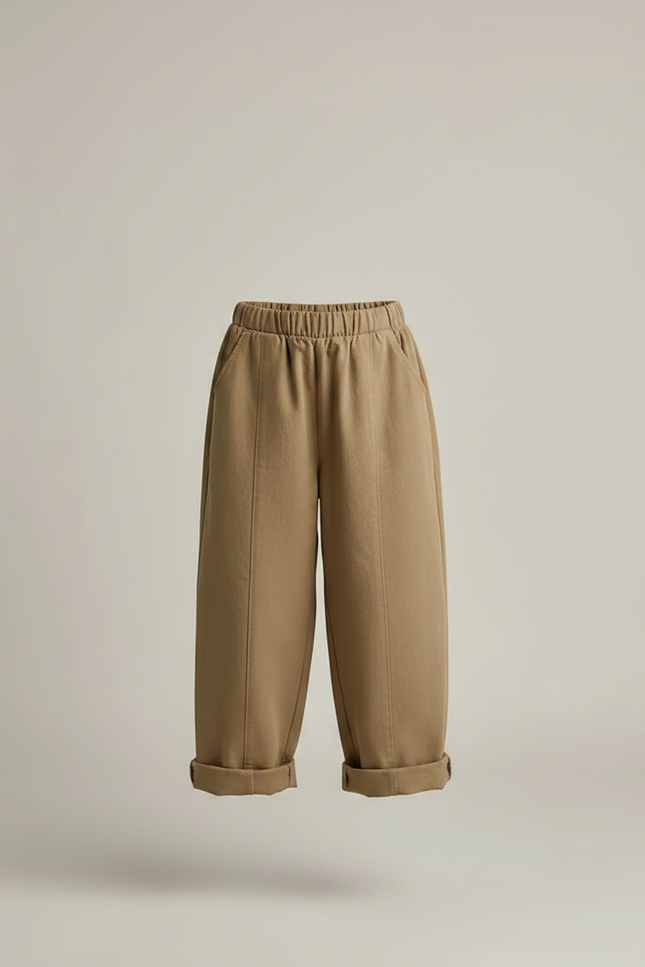 Pantalon Fluide Kaki Ample Coton Taille Élastique - Molleton - vue 3