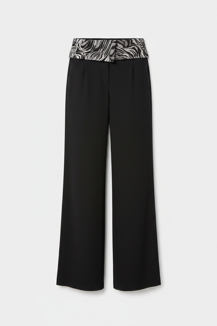 Pantalon Fluide Noir Taille Basse - Polyester - vue 3