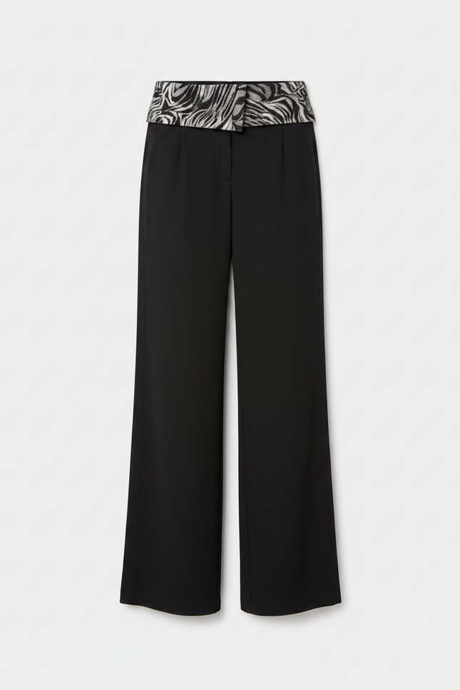 Pantalon Fluide Noir Taille Basse - Polyester - vue 3
