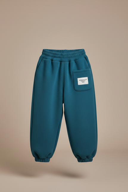 Pantalon Fluide Épais Ample Velours Bleu Canard Enfant - vue 3