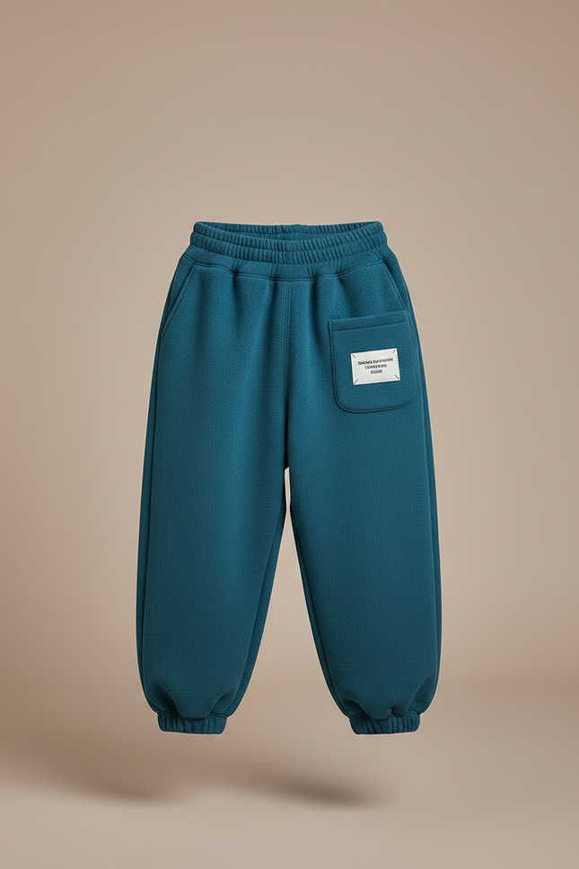 Pantalon Fluide Épais Ample Velours Bleu Canard Enfant - vue 3
