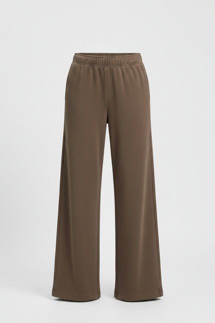 Pantalon Fluide Marron Droit Ample Décontracté Coton - Molleton - vue 3