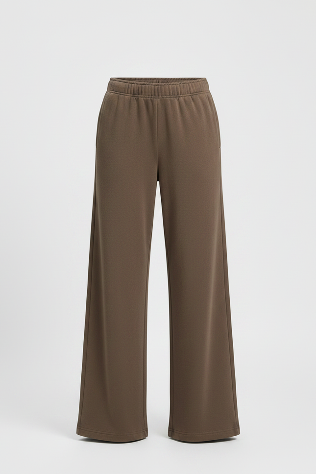 Pantalon Fluide Marron Droit Ample Décontracté Coton - Molleton - vue 3