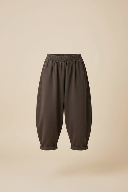 Pantalon Fluide Coton Ample Marron Décontracté Enfant - Molleton - vue 3