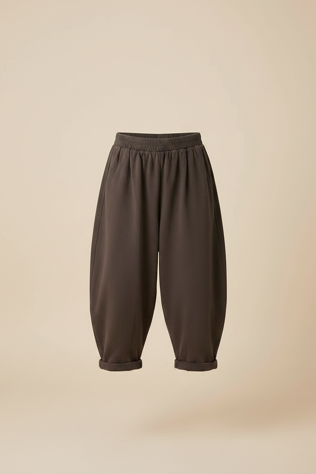 Pantalon Fluide Coton Ample Marron Décontracté Enfant - Molleton - vue 3