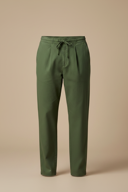 Pantalon Fluide Vert Ample Coton Cordon Homme - vue 3