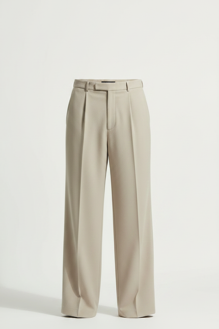 Pantalon Fluide Beige Plissé Ample Décontracté Homme - Gabardine - vue 3