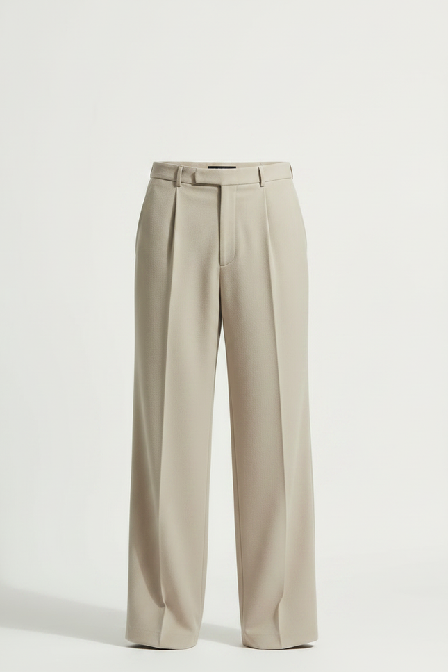 Pantalon Fluide Beige Plissé Ample Décontracté Homme - Gabardine - vue 3