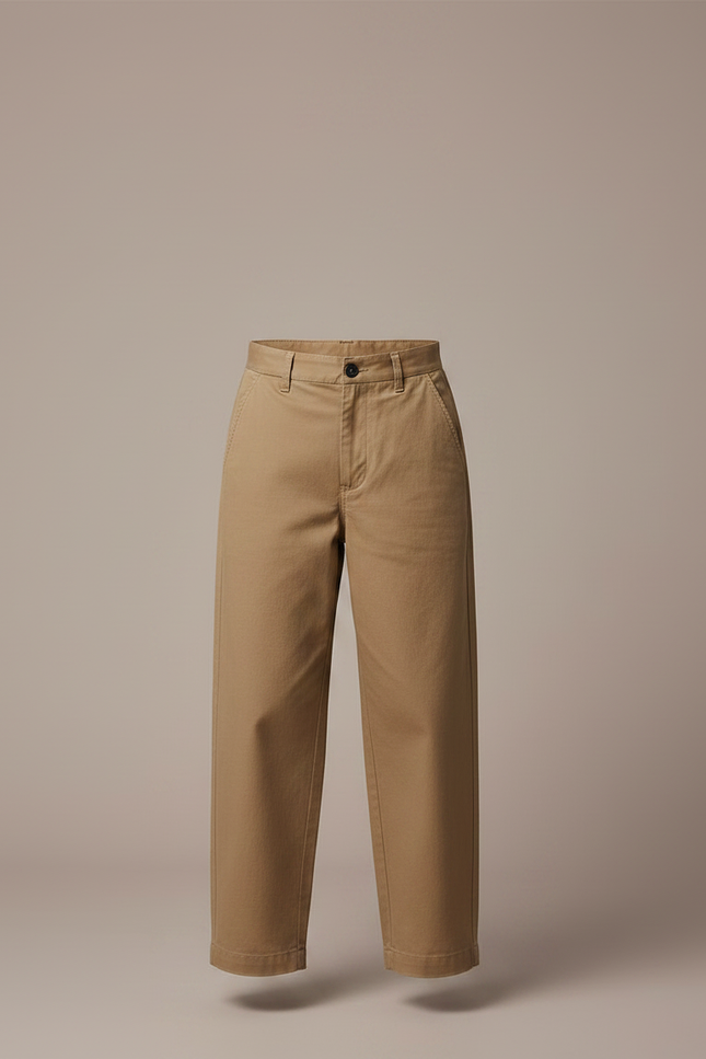 Pantalon Fluide Ample Beige Coton Unisexe Décontracté - Gabardine - vue 3