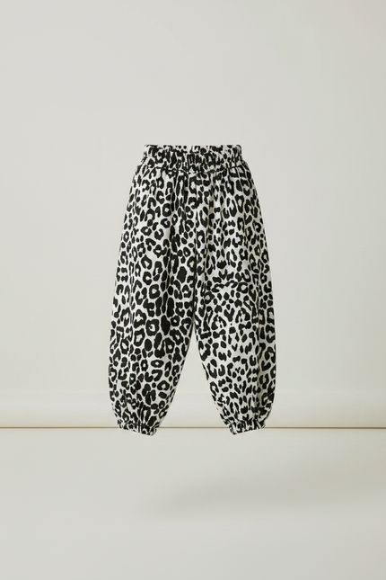 Pantalon Fluide Léopard Noir Blanc Ample Enfant - Imprimé Viscose - vue 3