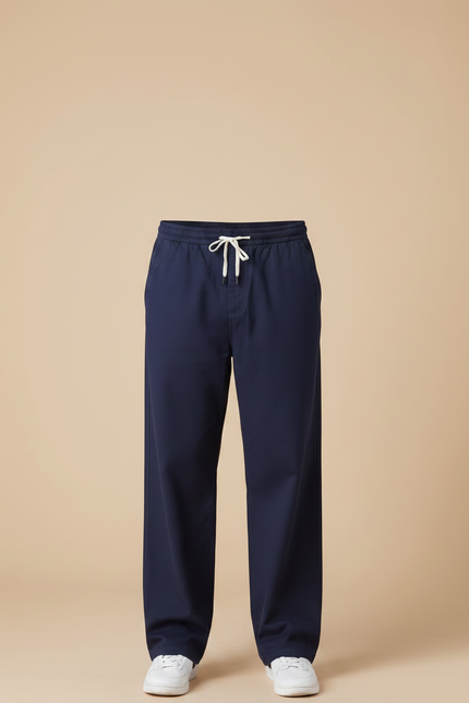 Pantalon Fluide Bleu Marine Ample Cordon Décontracté Homme - Coton - vue 3