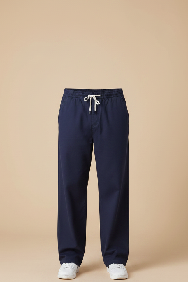 Pantalon Fluide Bleu Marine Ample Cordon Décontracté Homme - Coton - vue 3