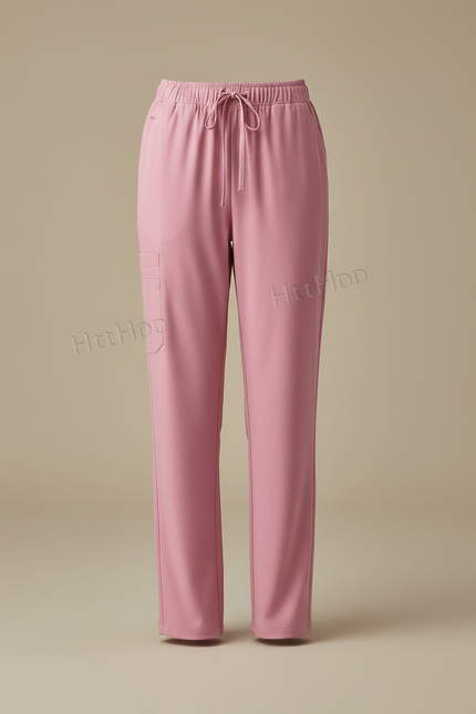 Pantalon Fluide Rose Droit Cordon Confortable Femme - Polyester - vue 3