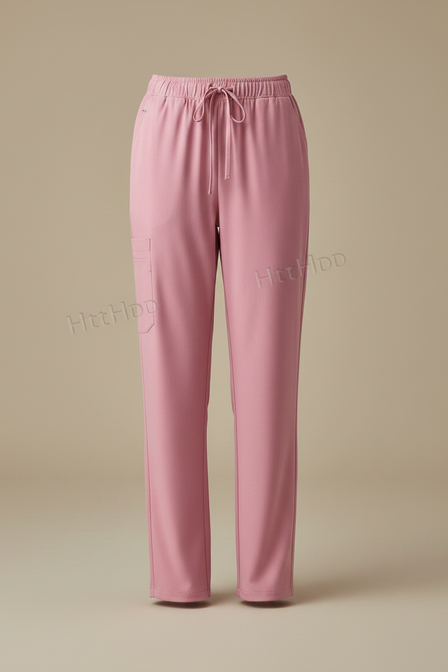Pantalon Fluide Rose Droit Cordon Confortable Femme - Polyester - vue 3
