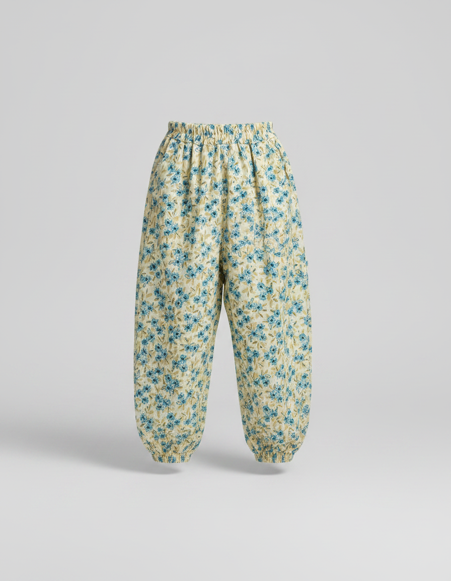 Pantalon Fluide Floral Bleu Enfant Léger Ample - Viscose - vue 2