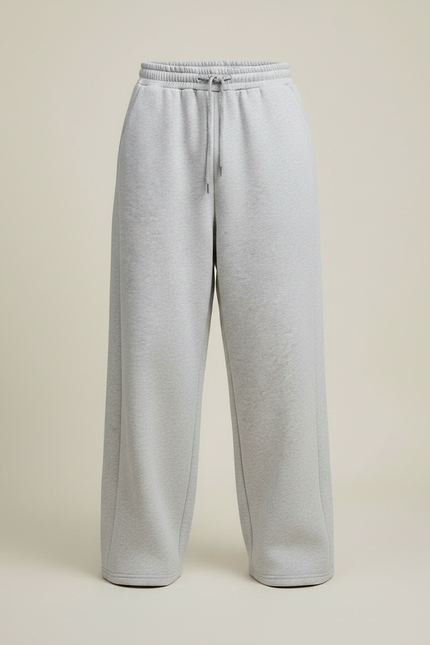 Pantalon Fluide Gris Ample Cordon Décontracté - Molleton - vue 3