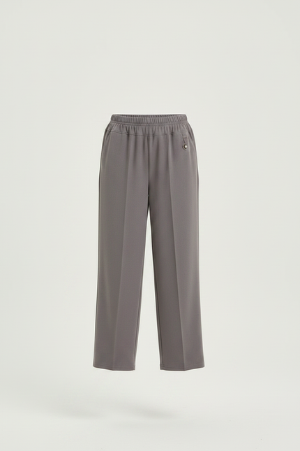 Pantalon Fluide Gris Droit Élastique Confortable Fille - Polyester - vue 3
