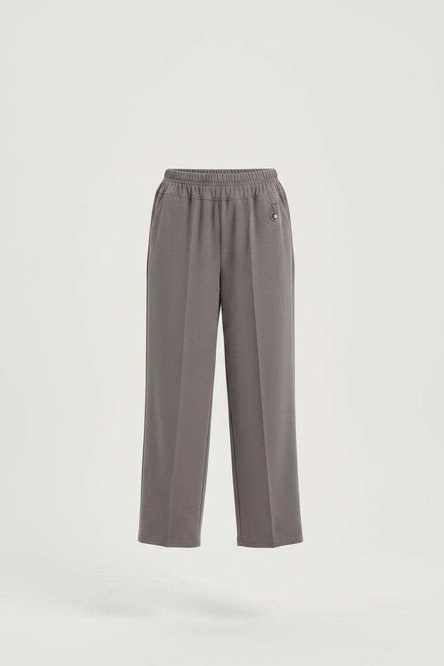 Pantalon Fluide Gris Droit Élastique Confortable Fille - Polyester - vue 3