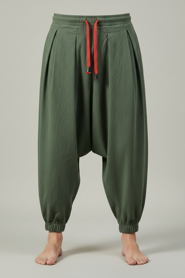 Pantalon Fluide Hippie - Kaki Coton - vue 3