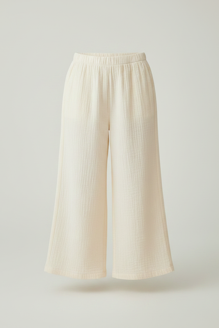 Pantalon Fluide Beige Côtelé Ample Décontracté Enfant - Maille - vue 3