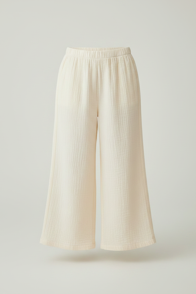 Pantalon Fluide Beige Côtelé Ample Décontracté Enfant - Maille - vue 3