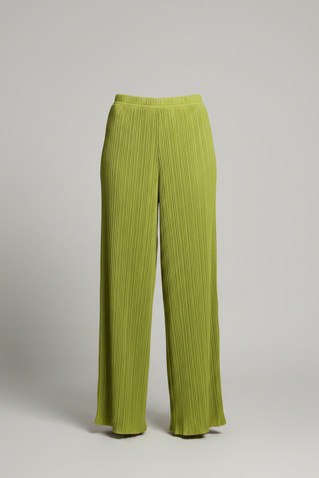 Pantalon Fluide Vert Plissé Ample Large Tendance - Polyester - vue 3