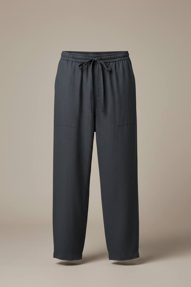 Pantalon Fluide Homme Coton Lin Ample Décontracté - Gris - vue 3