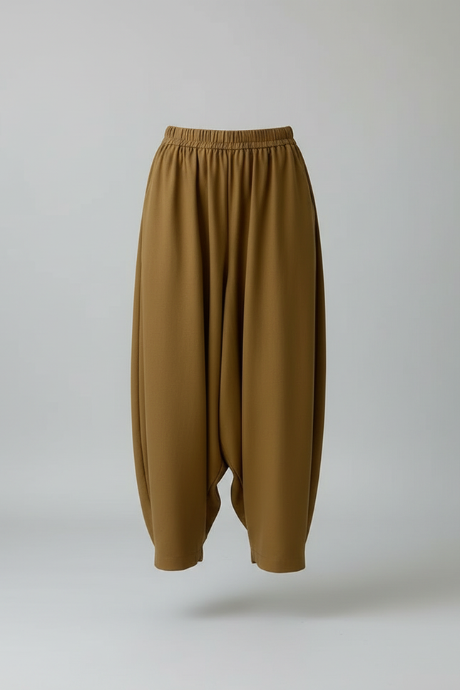 Pantalon Fluide Marron Ample Décontracté Harem Coton - Viscose - vue 3