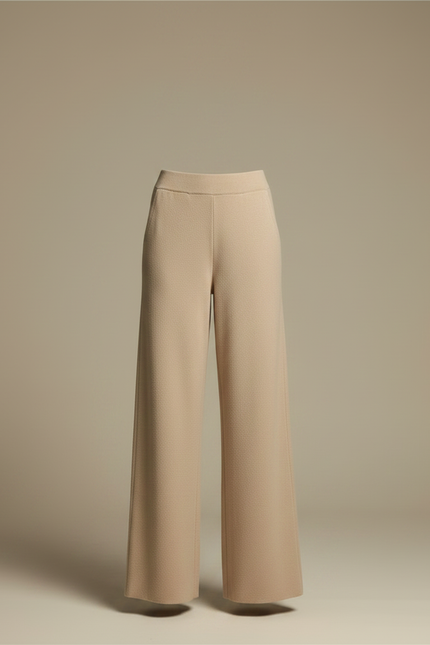 Pantalon Fluide Beige Maille Ample Élastique Confortable - vue 3