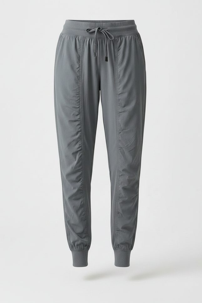 Pantalon Fluide Gris Cordon Jogger Sport Femme - Polyester - vue 3