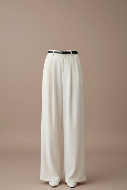 Pantalon Fluide Curvy - Blanc Polyester - vue 3