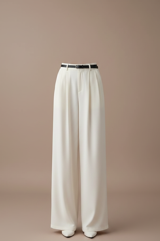 Pantalon Fluide Curvy - Blanc Polyester - vue 3