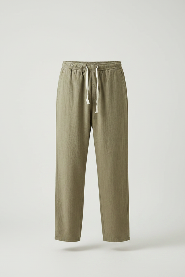 Pantalon Fluide Kaki Lin Ample Cordon Homme - vue 3
