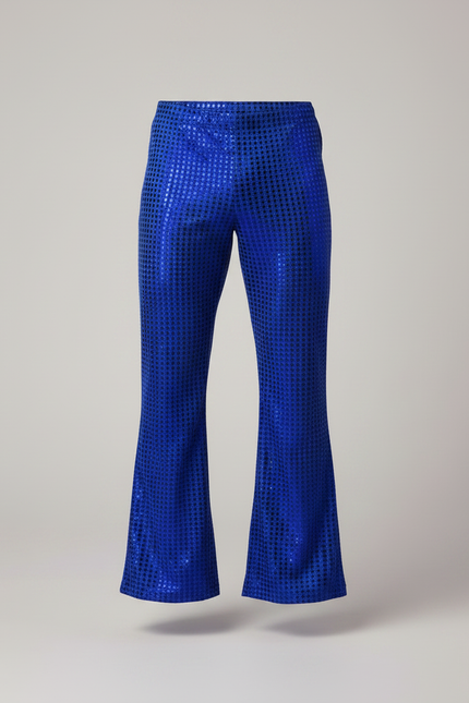 Pantalon Fluide Bleu Paillettes Évasé Disco Homme - Polyester - vue 3